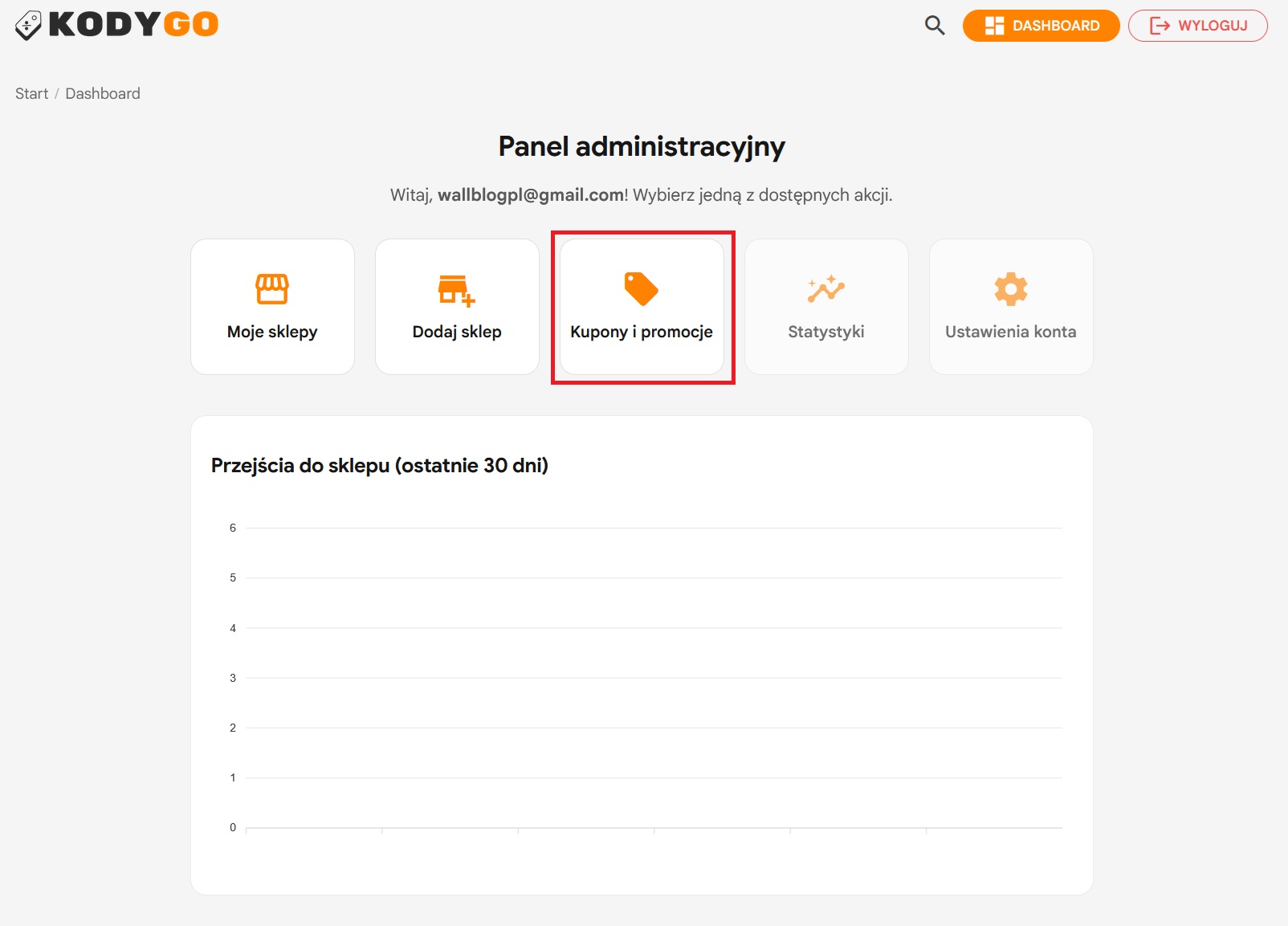 Zakładka kupony i promocje