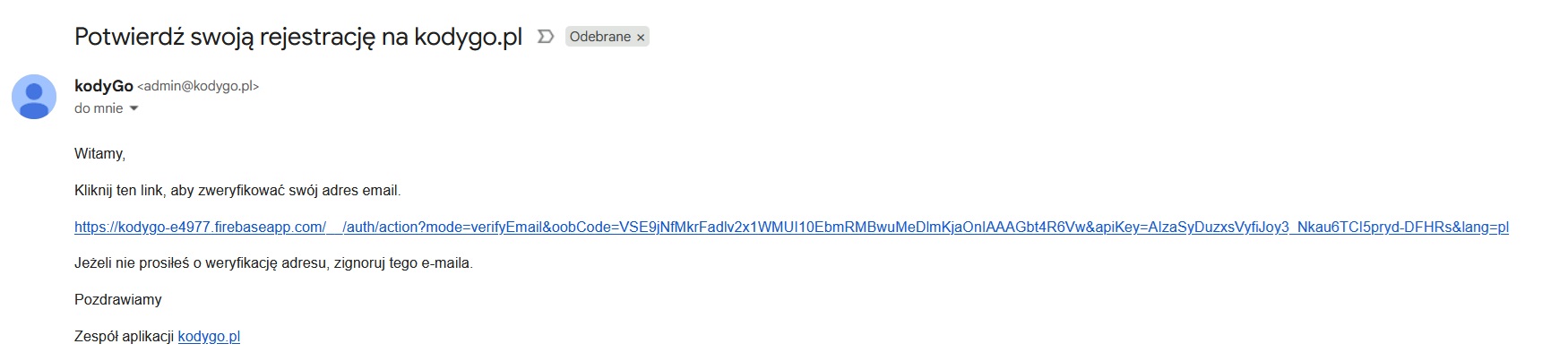 Potwierdzenie adresu e-mail